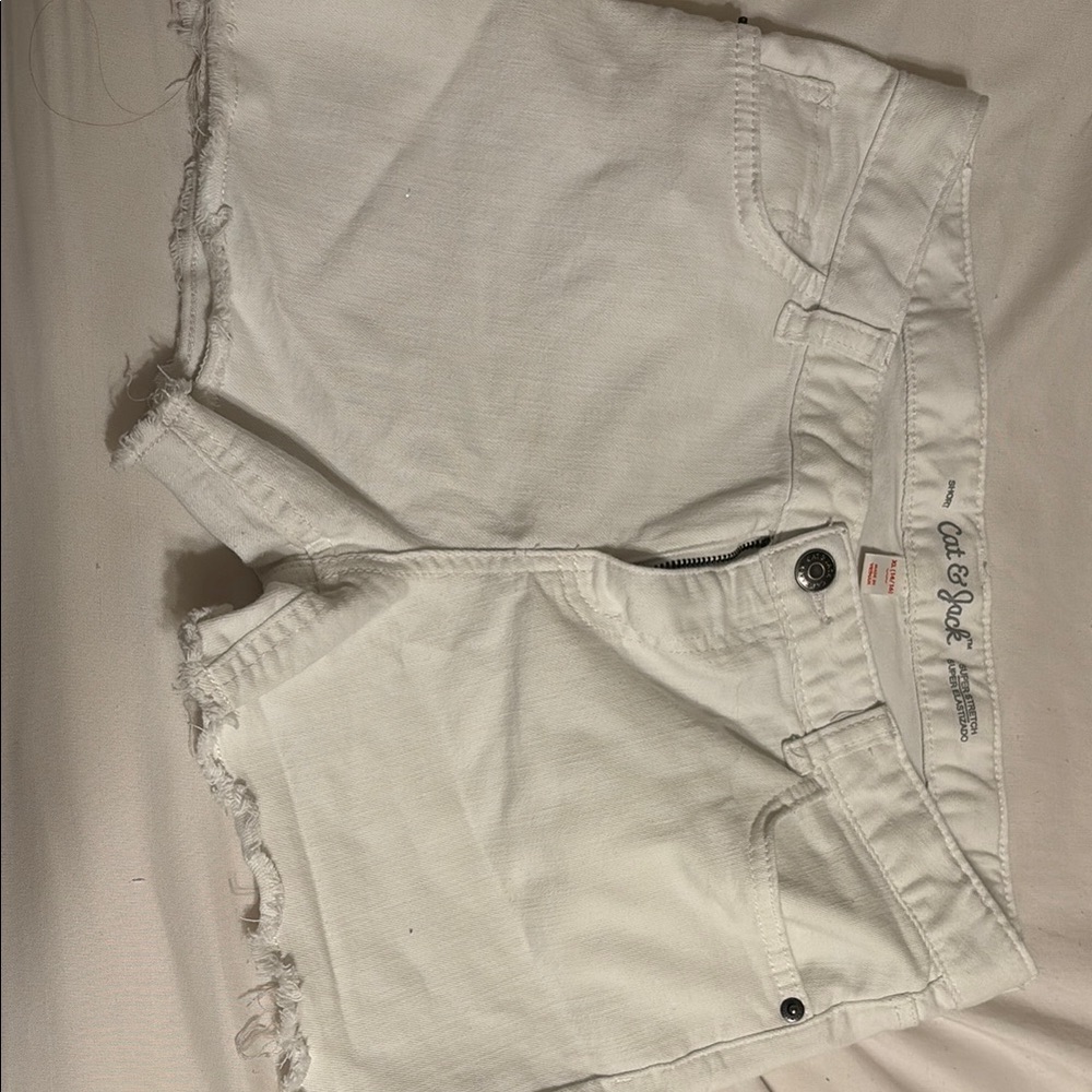 Cat & Jack White Jean Shorts with Relaxed Fit and Frayed Hem